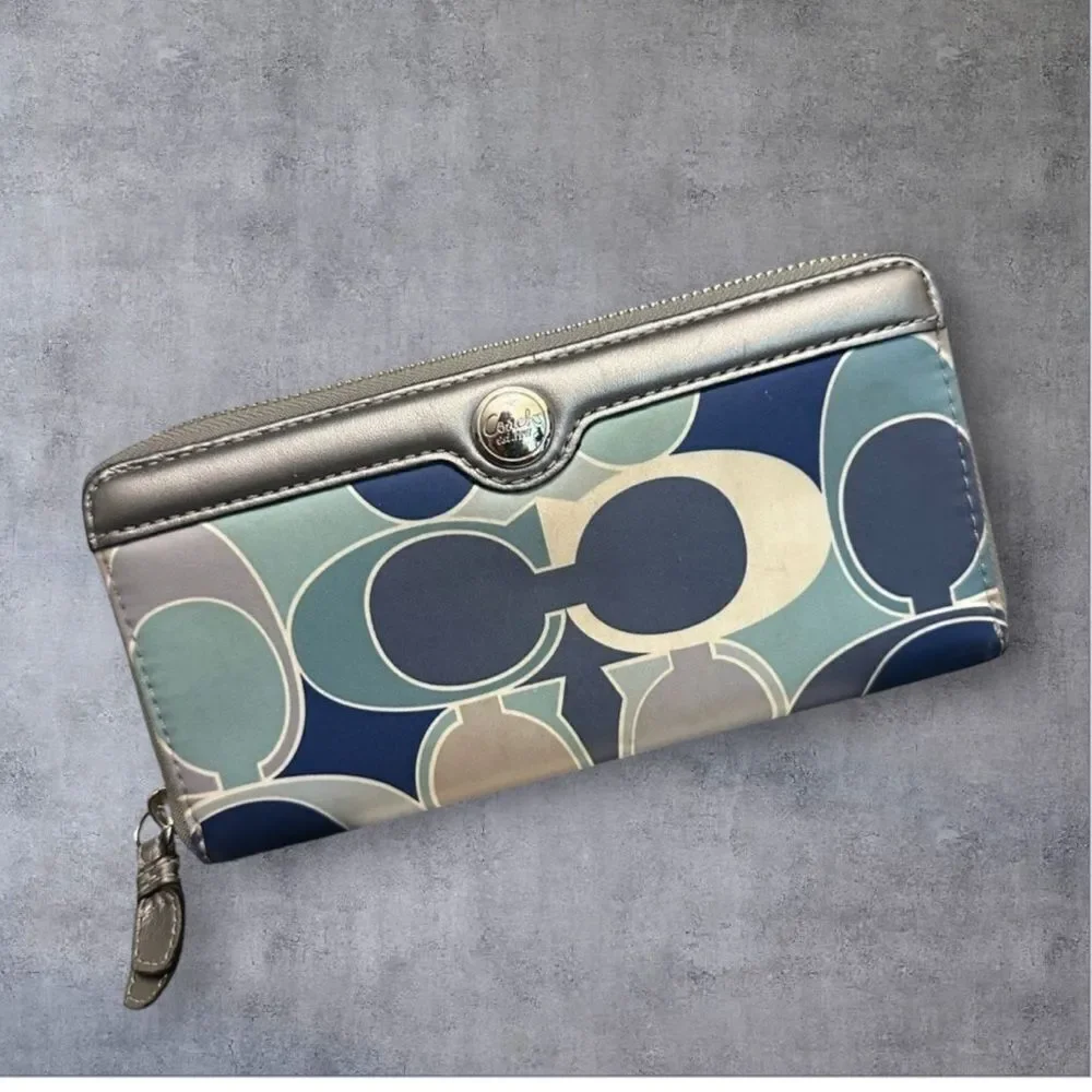 Coach POPPY Blue and Gray Women's Wallet
